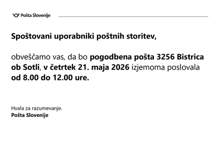 Obvestilo za uporabnike pošte